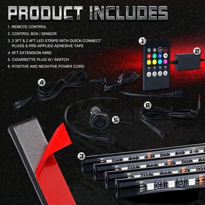 Luces de Underglow del coche del APP Bluetooth 60W, equipo de los 2.5M Underglow Neon Lights